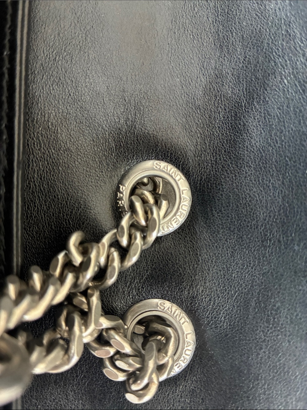 Saint Laurent Black Quilted Leather Shoulder Bag with Silver YSL - Picture 7 of 11